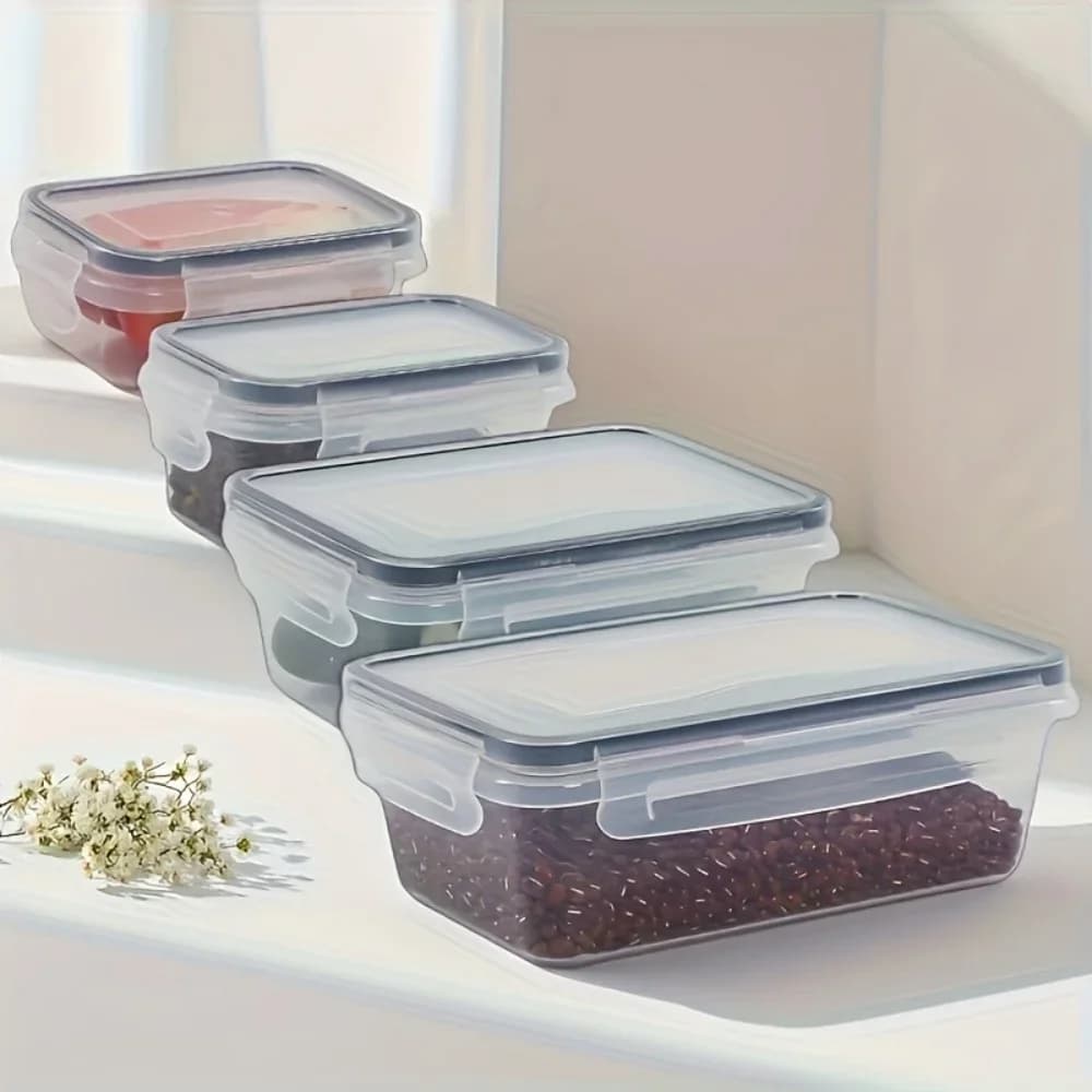 סט 8 קופסאות אחסון אטומות למזון ללא BPA עם מכסה ננעל - בטוח למיקרוגל ומקפיא