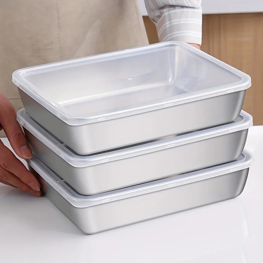 סט 3 מכלי אחסון מנירוסטה למזון - אטומים וללא BPA