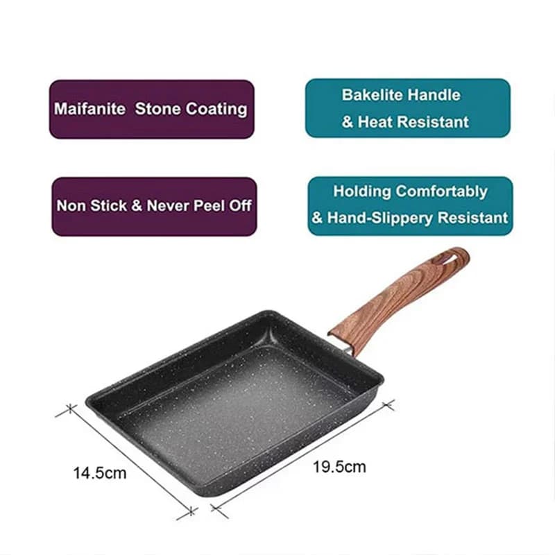 מחבת טמאגויאקי יפנית מלבנית לחביתה בציפוי Non-stick