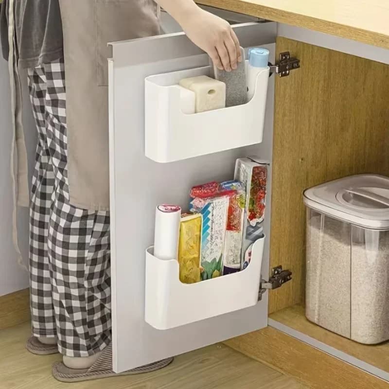 תא אחסון לתלייה על דלת ארון לשקיות וניילון נצמד