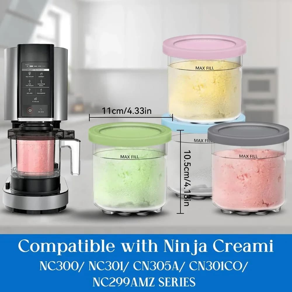 מארז 4 מכלי גלידה עם מכסים למכונת Ninja Creami
