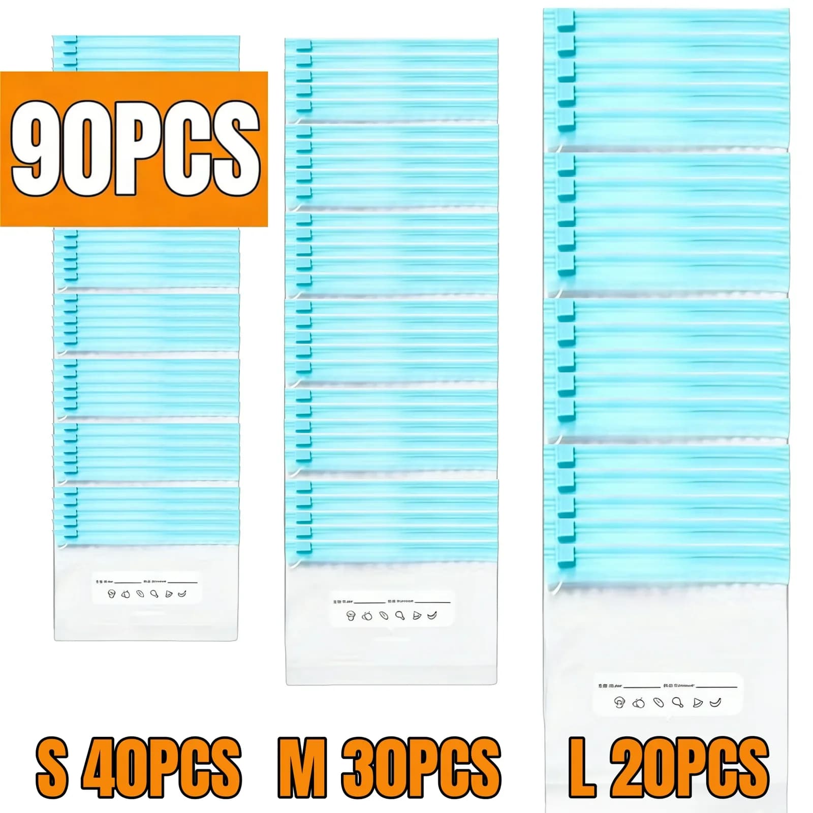 10-90 שקיות פסגור אטומות לשמירה על טריות המזון והקפאה