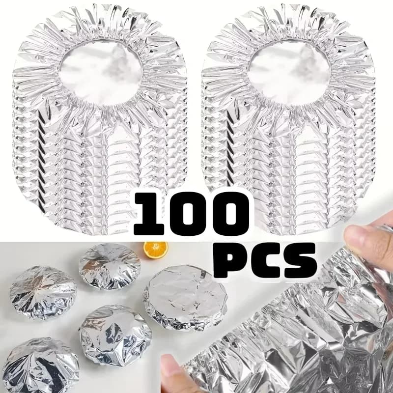 10/100 יח' מכסי רדיד אלומיניום עמידים בחום לקערות וצלחות לשמירה על חום וטריות המזון